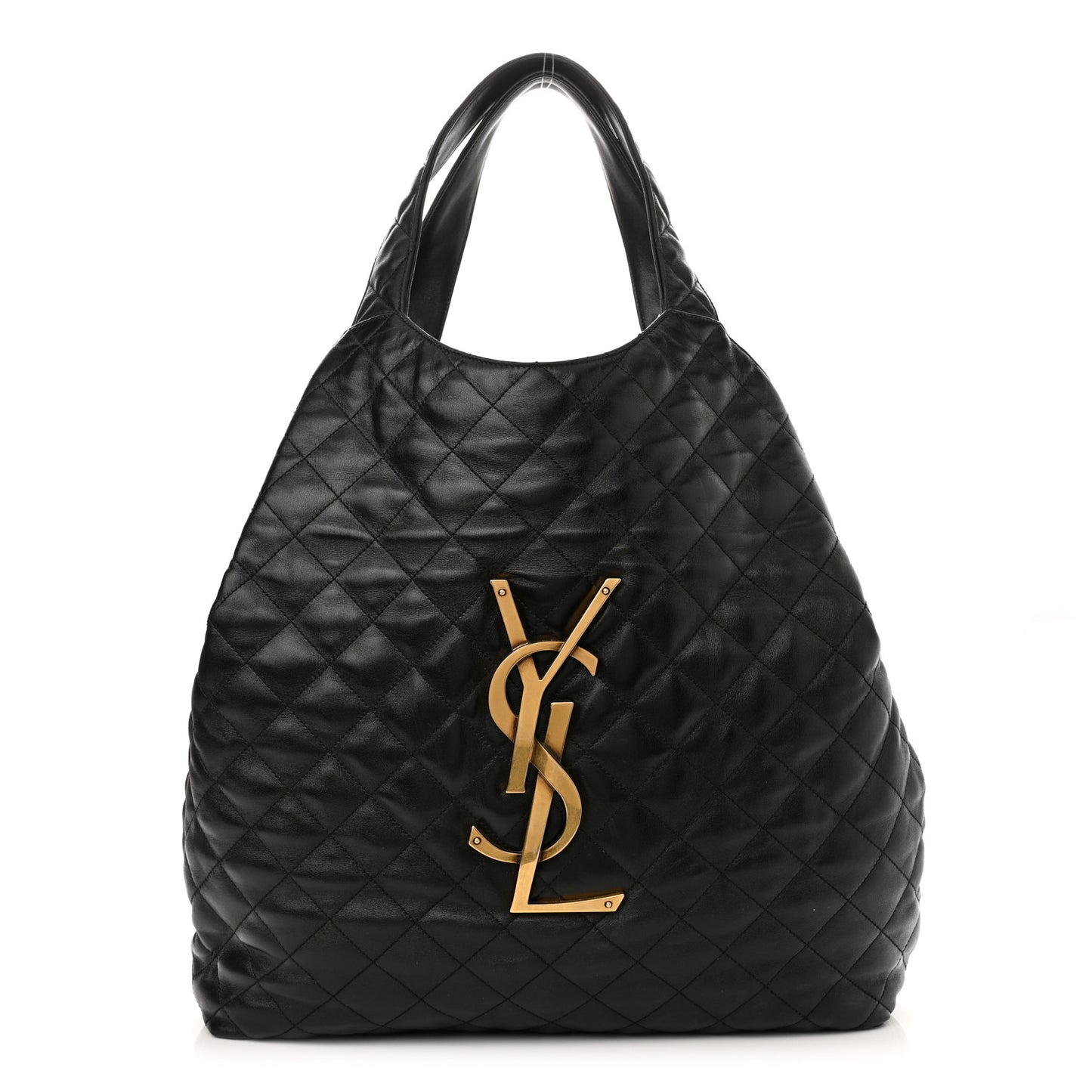 Lambskin Quilted Maxi Icare Shopping Tote Black
