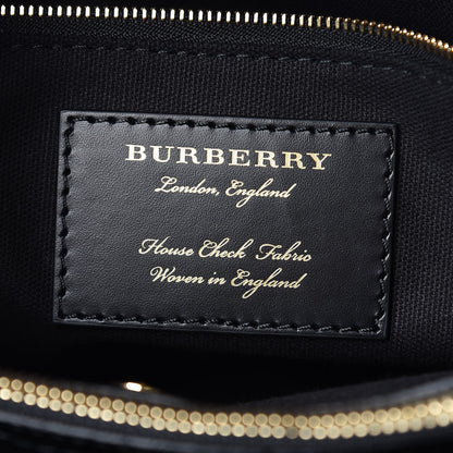 Burberry Derby Calfskin Vintage Check Medium Banner Tote Black 7 of 11