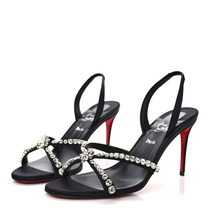Christian Louboutin Veau Velours Crystal Embellished Emilia 85 Sandals 38.5 Black 3 of 7