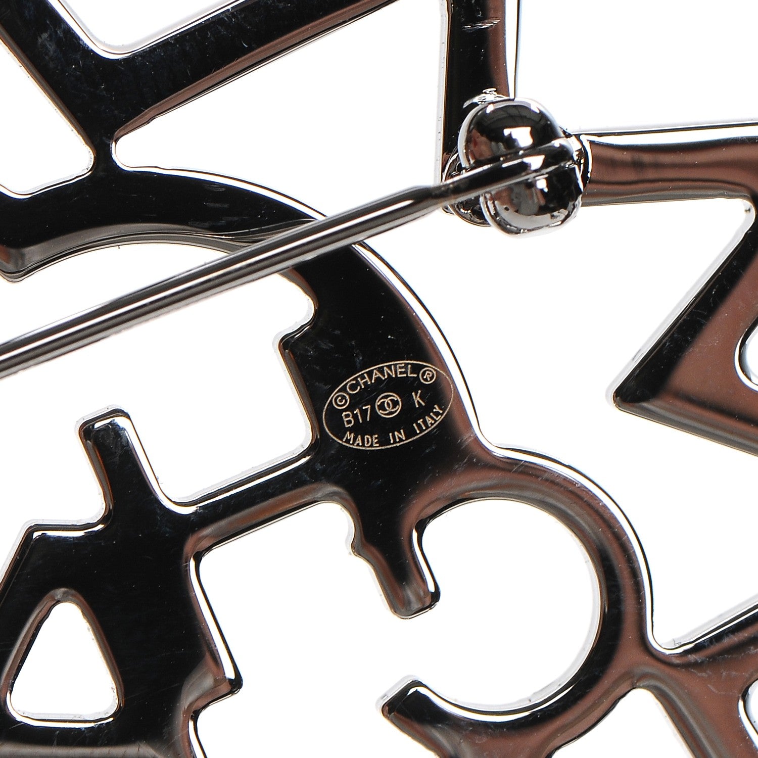 Chanel Ruthenium Crystal CC Brooch Red Yellow 4 of 5