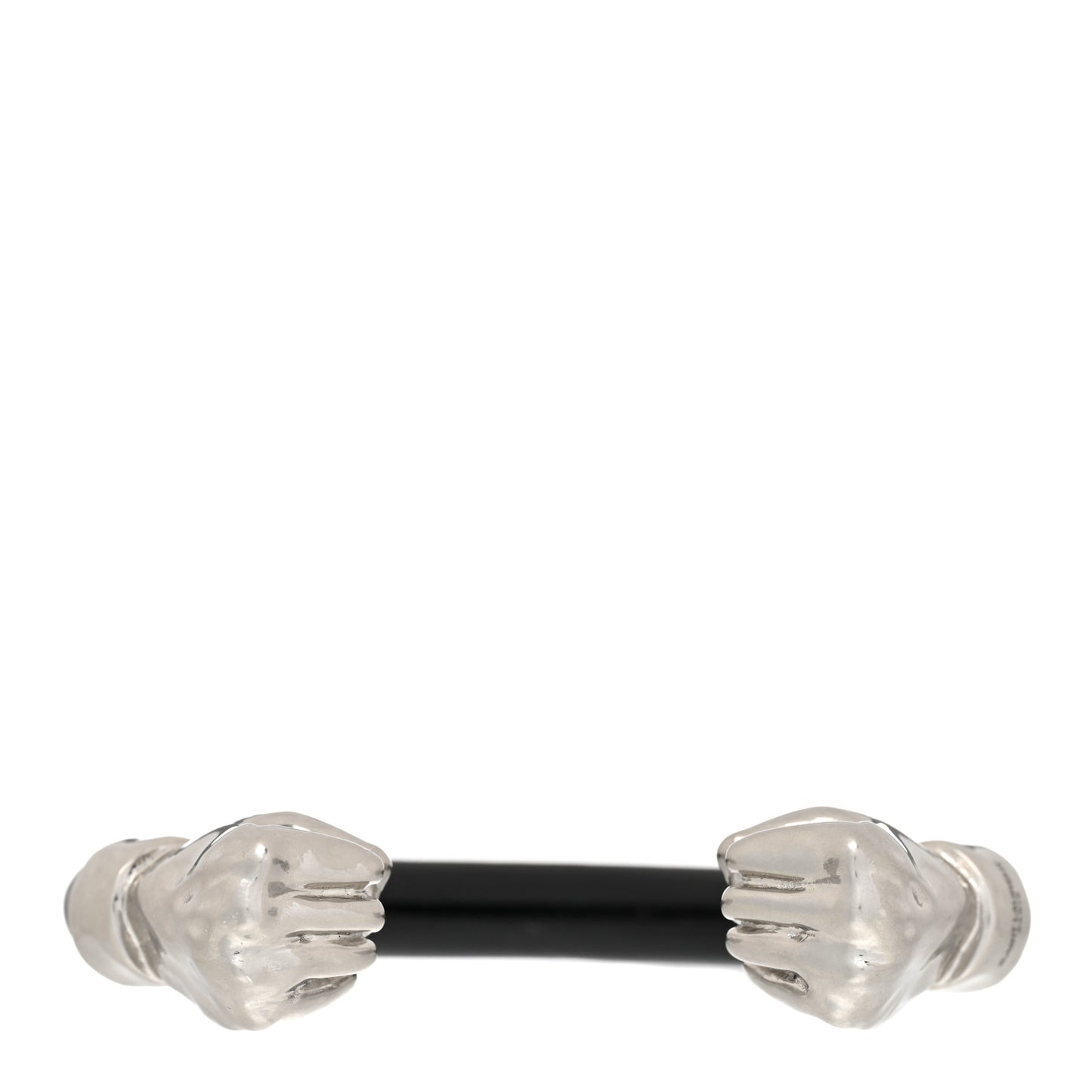 Calfskin Fist Cuff Bracelet Silver Black