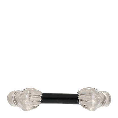 Saint Laurent Calfskin Fist Cuff Bracelet Silver Black 1 of 5