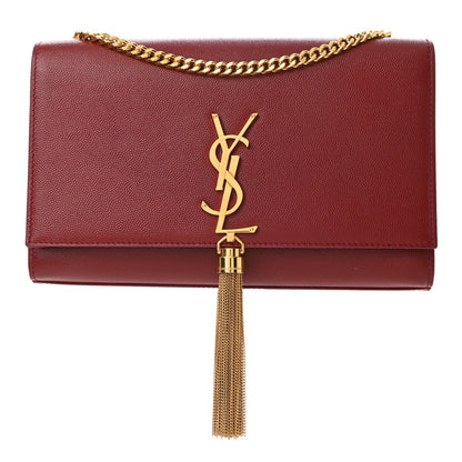 Saint Laurent Grain De Poudre Medium Classic Monogram Kate Tassel Satchel Red 1 of 10