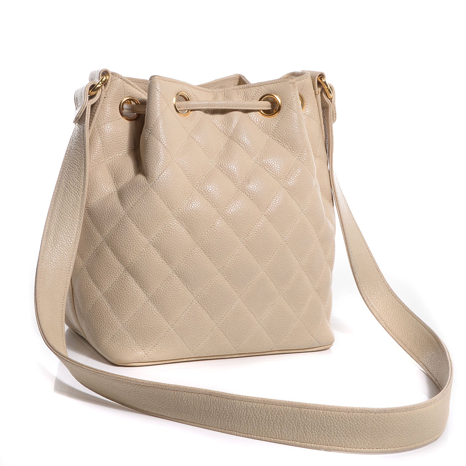 Chanel Caviar Drawstring Shoulder Bag Beige 3 of 8