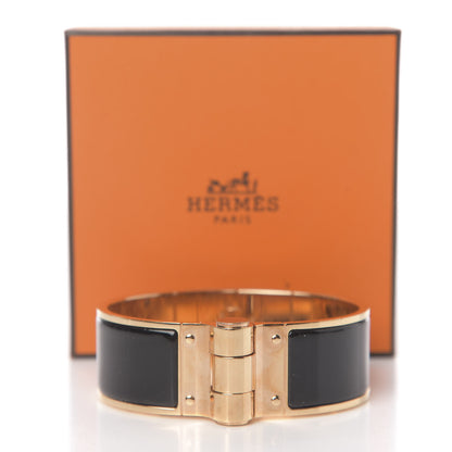 Hermes Enamel Charniere Uni Wide Hinged Bracelet M Black 4 of 4