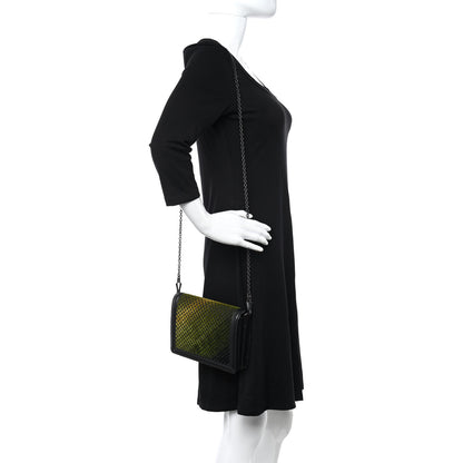 Bottega Veneta Goatskin Velvet Criss-Cross Ombre Montebello Chain Crossbody Black Multicolor 2 of 10