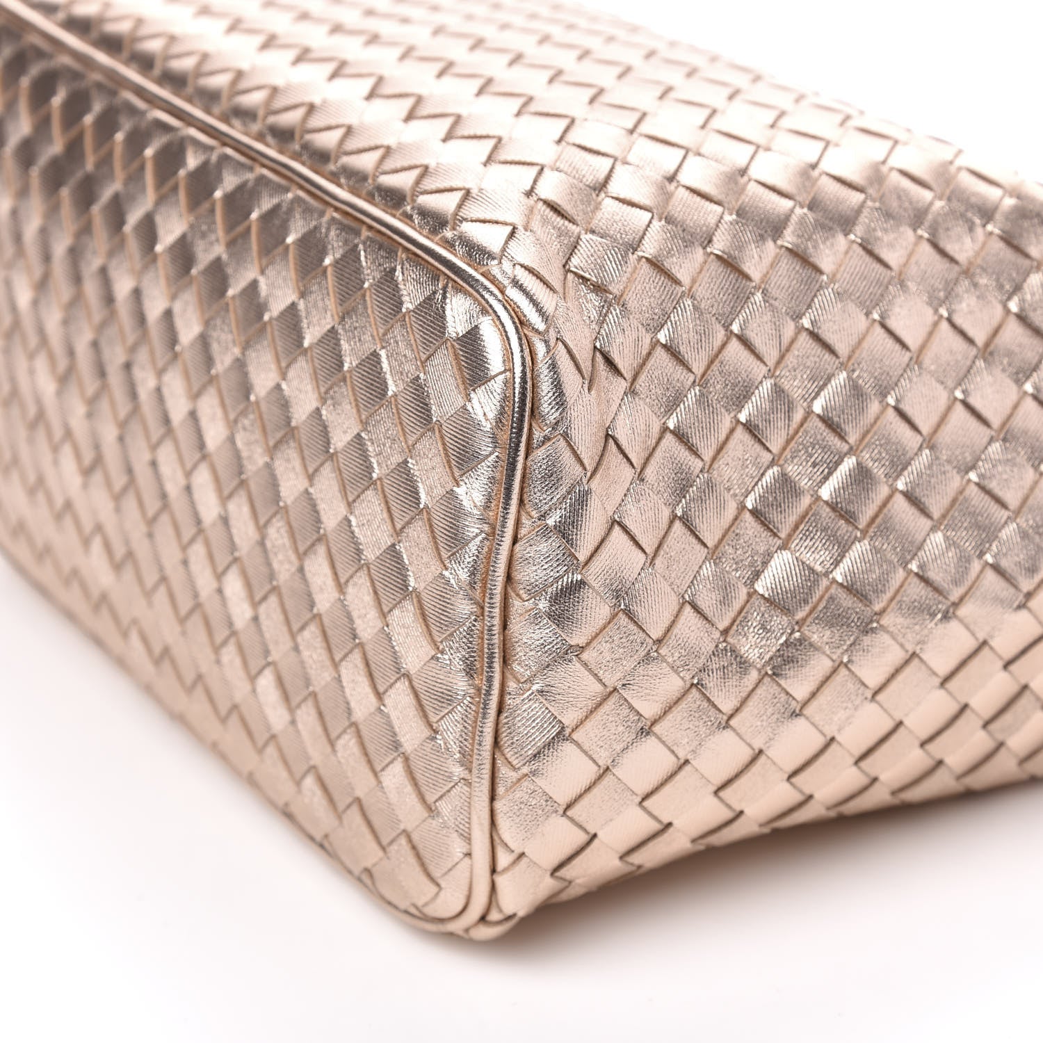 Bottega Veneta Metallic Grosgrain Intrecciato Ciambrino Bag Rose Gold 8 of 9