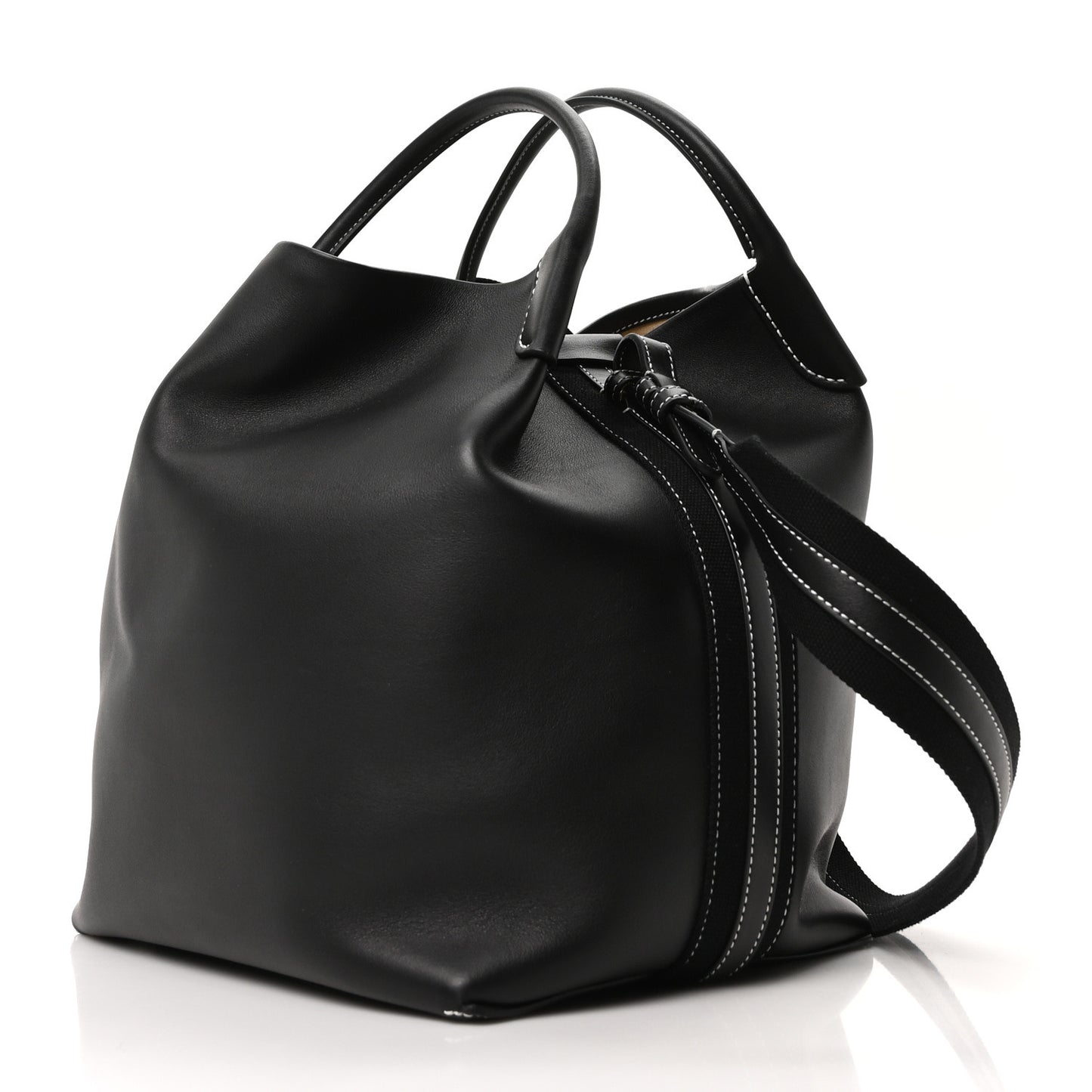 Smooth Calfskin Large Bale Bag Black