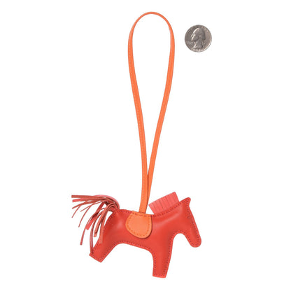Hermes Milo Lambskin Grigri Rodeo Horse Bag Charm PM Rouge Rose Indien Jaipur Feu 2 of 4