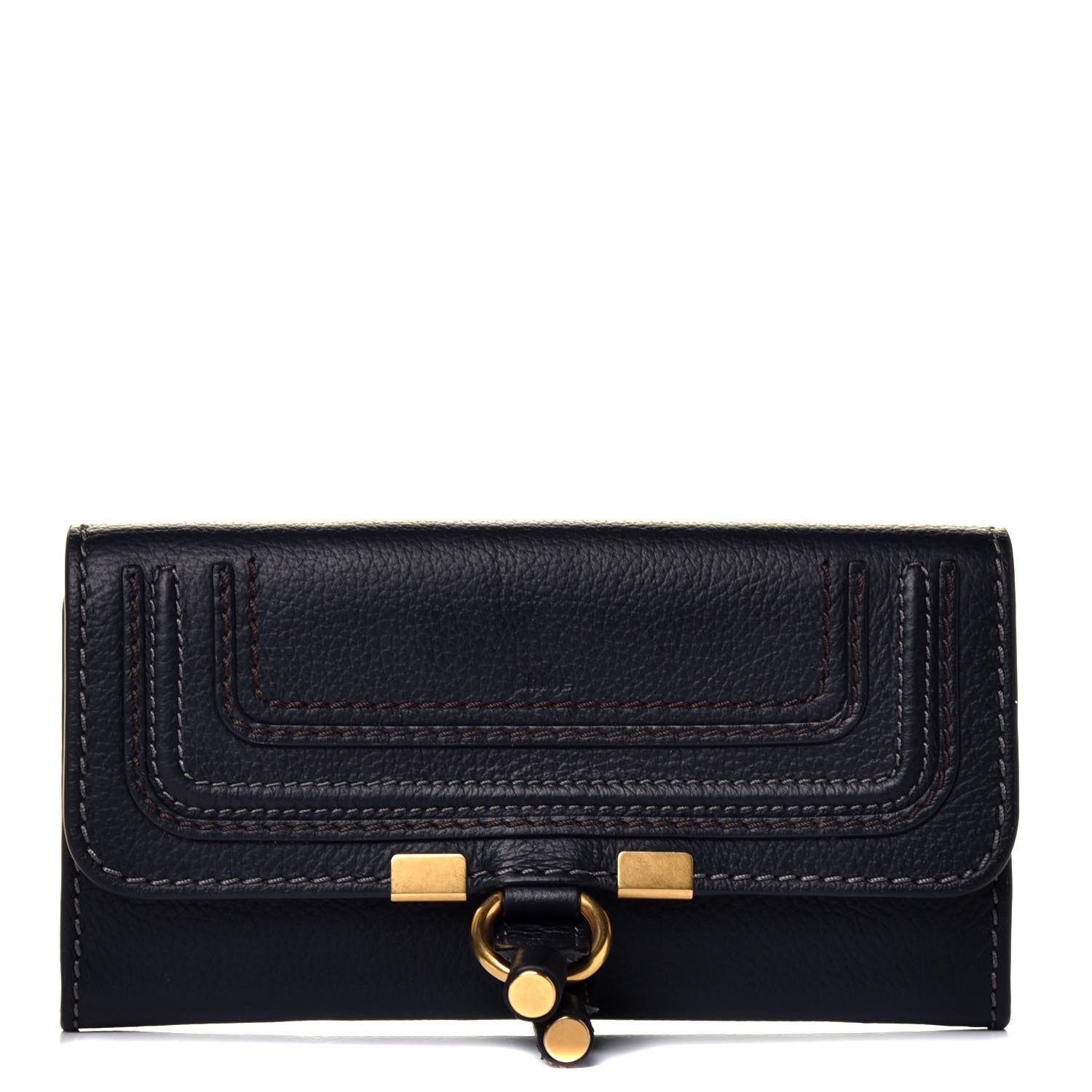 Chloe Calfskin Marcie Continental Flap Wallet Black 1 of 7