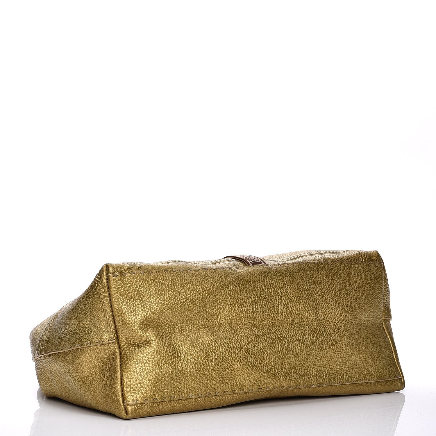 Fendi Calfskin Romano Selleria Large Villa Borghese Tote Gold 4 of 12