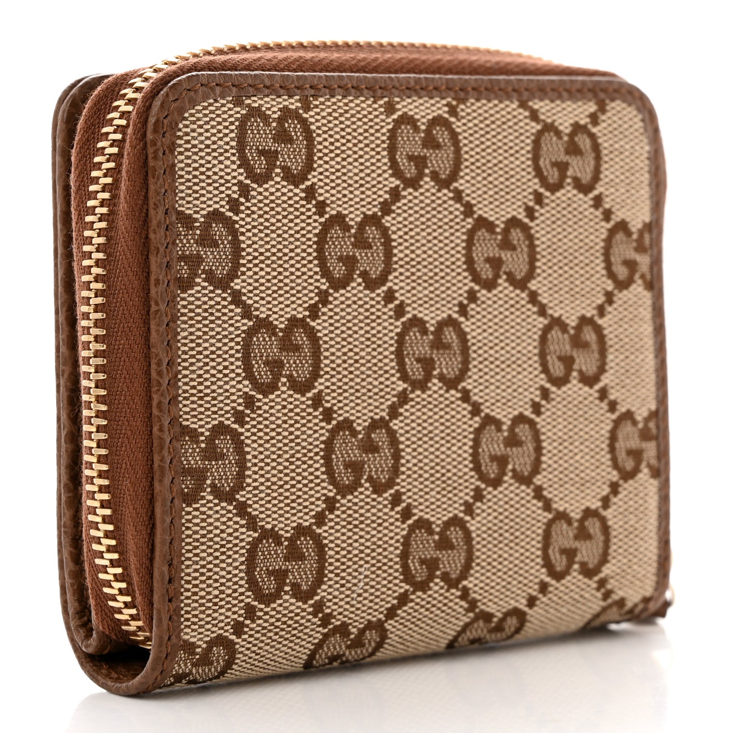 Monogram Dollar Calfskin Zip Around French Wallet Beige Ebony Tabacco