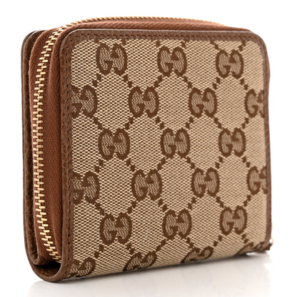 Gucci Monogram Dollar Calfskin Zip Around French Wallet Beige Ebony Tabacco 2 of 8