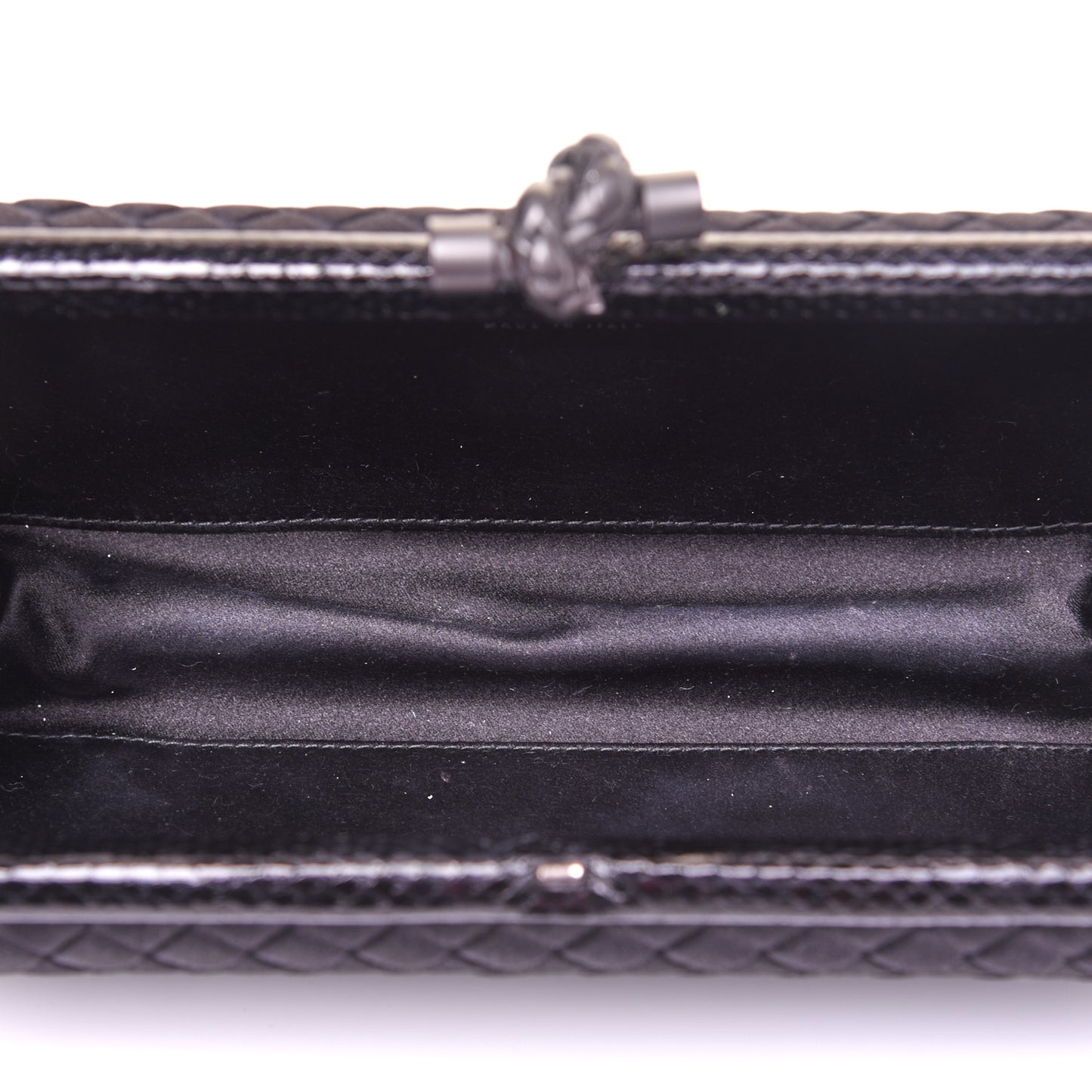 Satin Ayers Intreccio Impero Stretch Knot Clutch Black