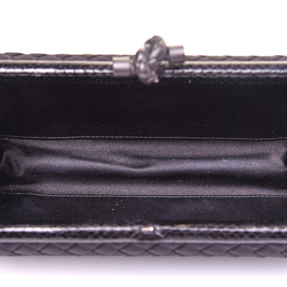 Bottega Veneta Satin Ayers Intreccio Impero Stretch Knot Clutch Black 5 of 10