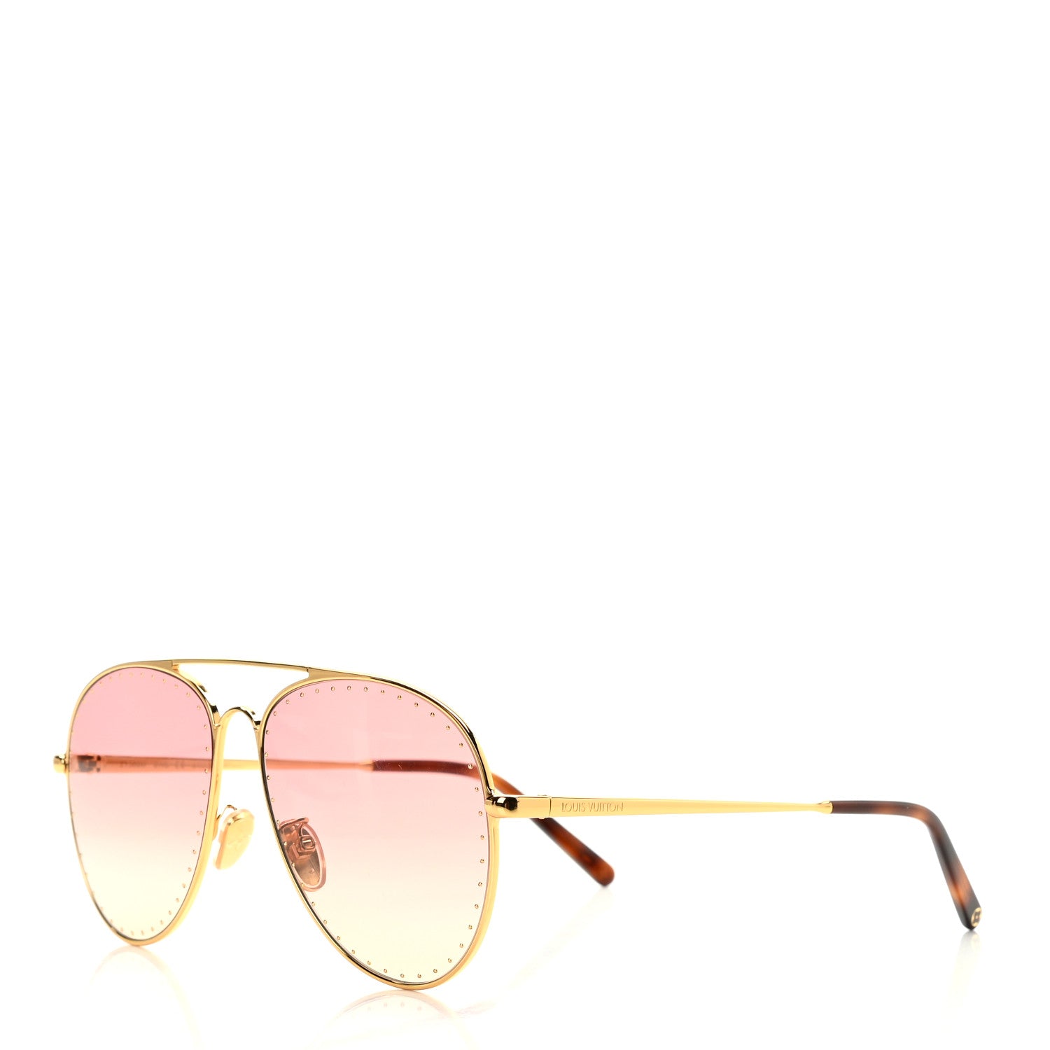 Louis Vuitton Metal LV Trunk Pilot Sunglasses Z1508U Pink 1 of 7