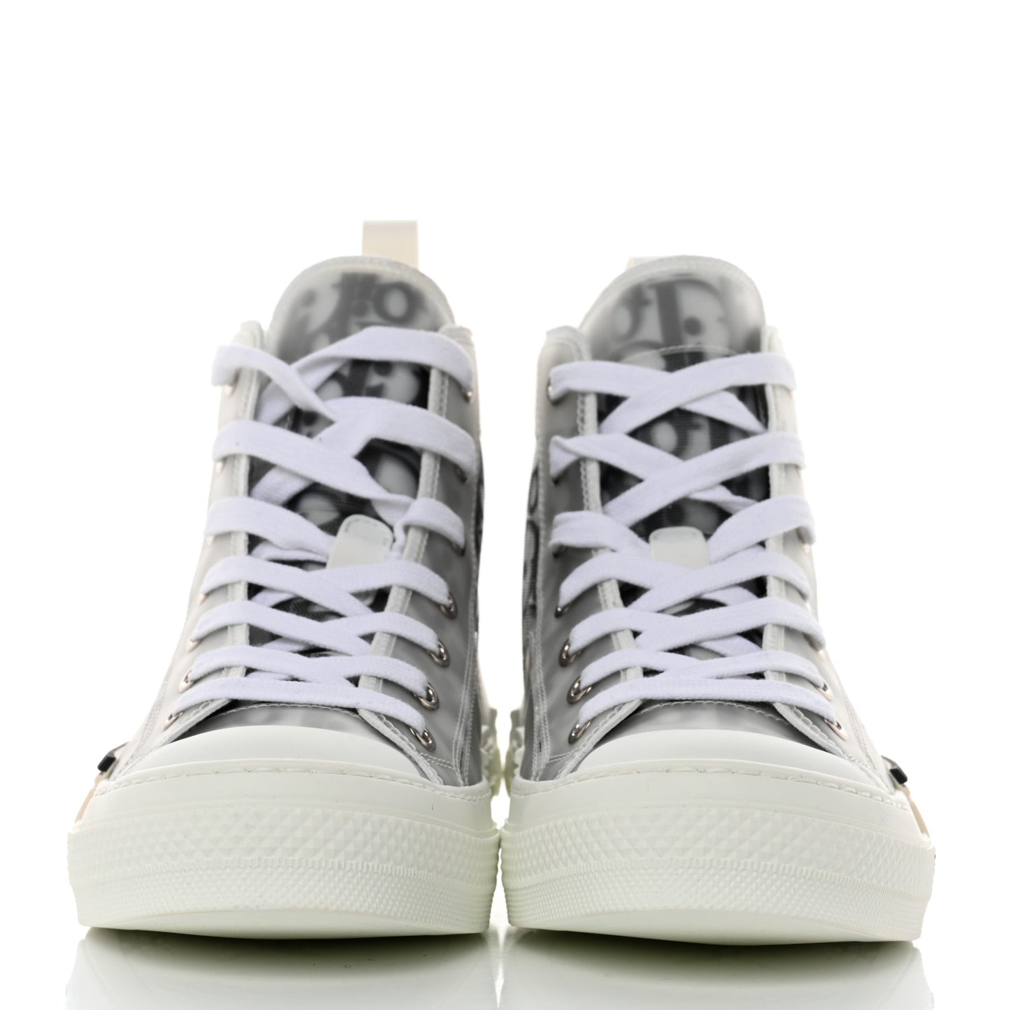 Technical Canvas Oblique Mens B23 High Top Sneakers 38 White Black