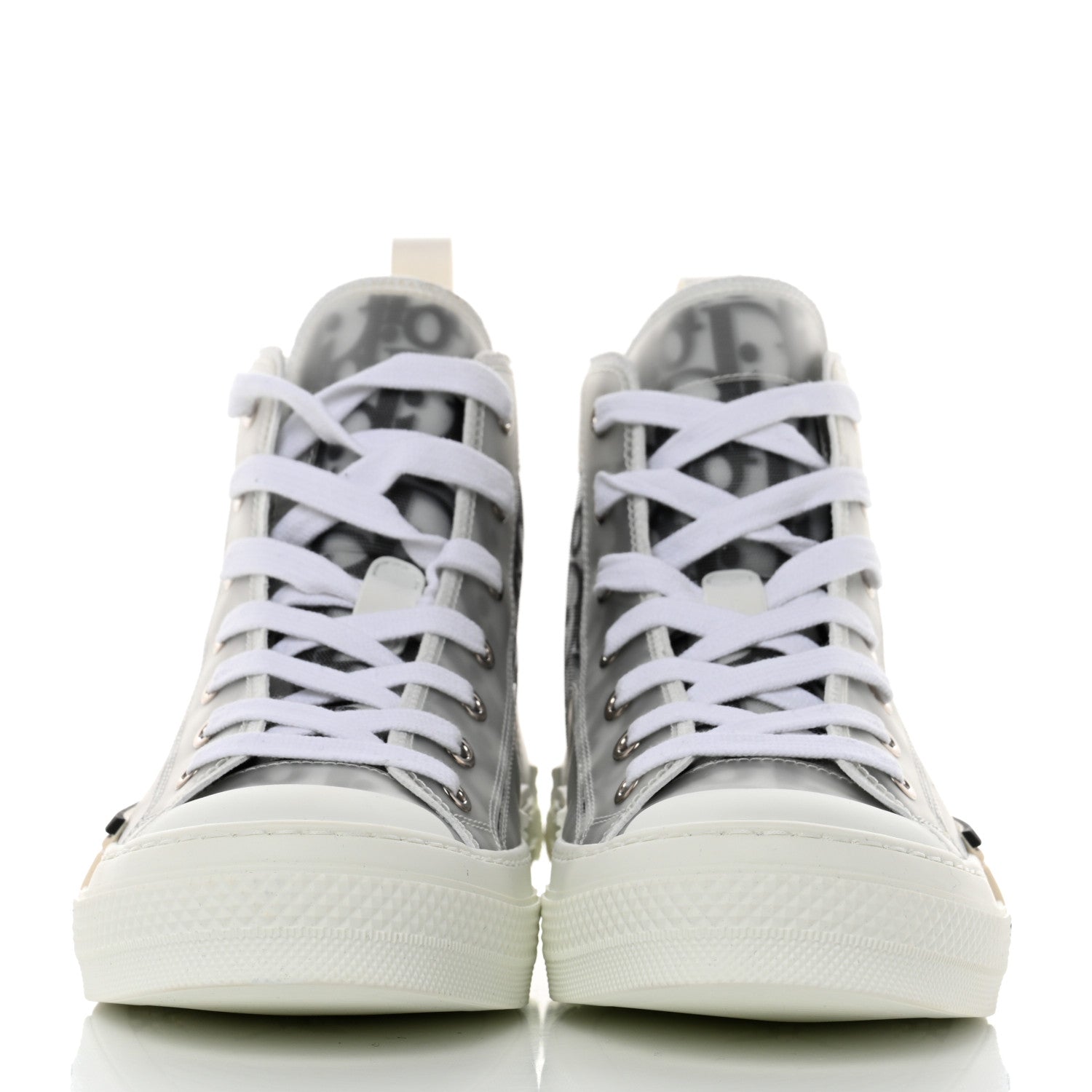 Christian Dior Technical Canvas Oblique Mens B23 High Top Sneakers 38 White Black 2 of 10
