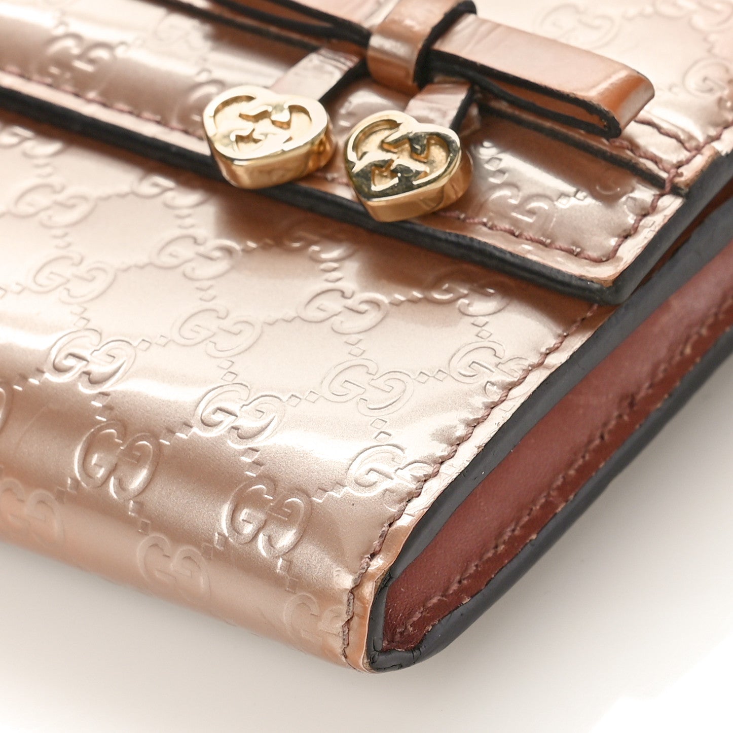 Gucci Patent Microguccissima Bow Heart Continental Wallet Pink 8 of 11