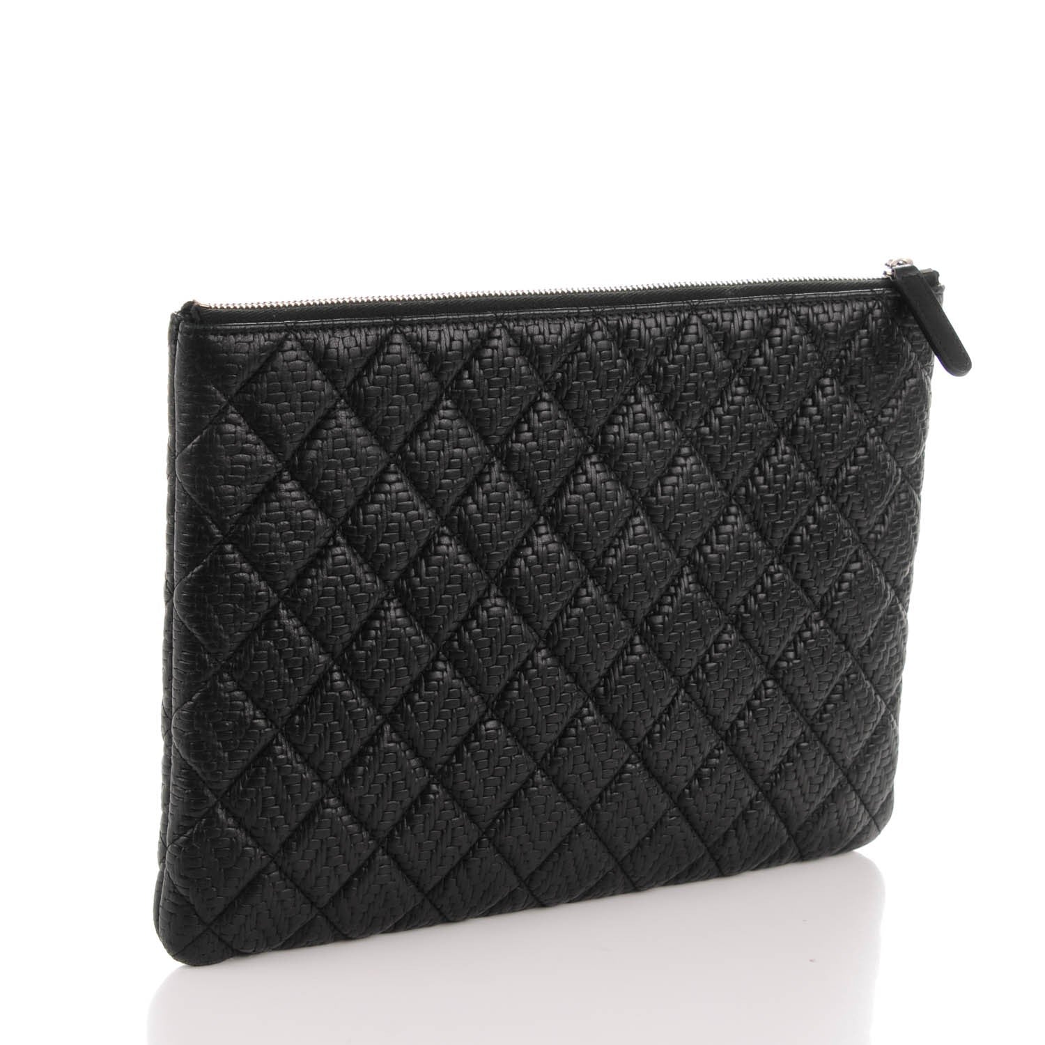 Chanel Woven Lambskin Quilted Medium Cosmetic Case Black 3 of 7