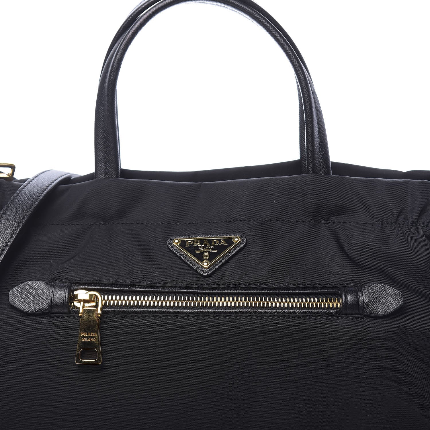 Prada Tessuto Nylon Saffiano Shopping Satchel Black 10 of 10