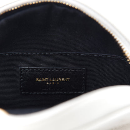Saint Laurent Grain De Poudre Matelasse Chevron Quilted Round Vinyle Camera Bag Crema Soft 8 of 10