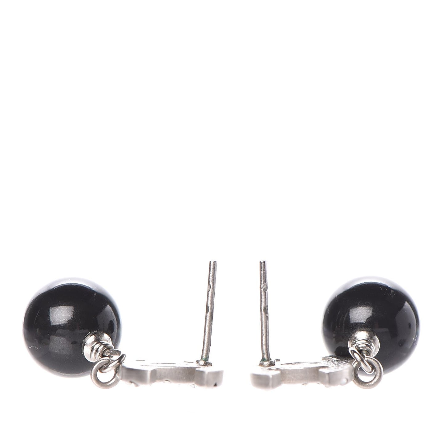 Crystal Bead CC Drop Earrings Ruthenium Black