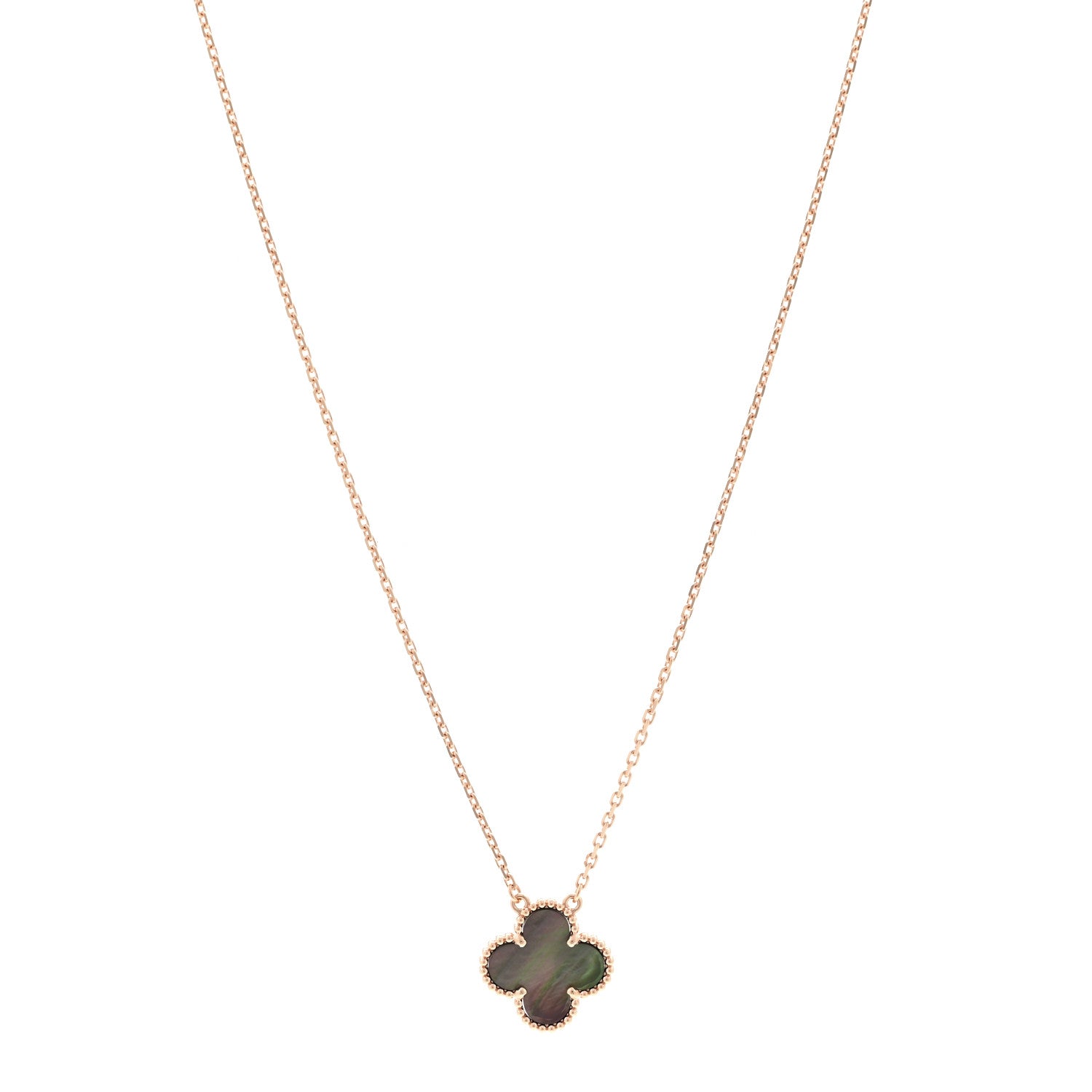 Van Cleef & Arpels 18K Yellow Gold Mother of Pearl Sweet Alhambra Pendant Necklace 1 of 6