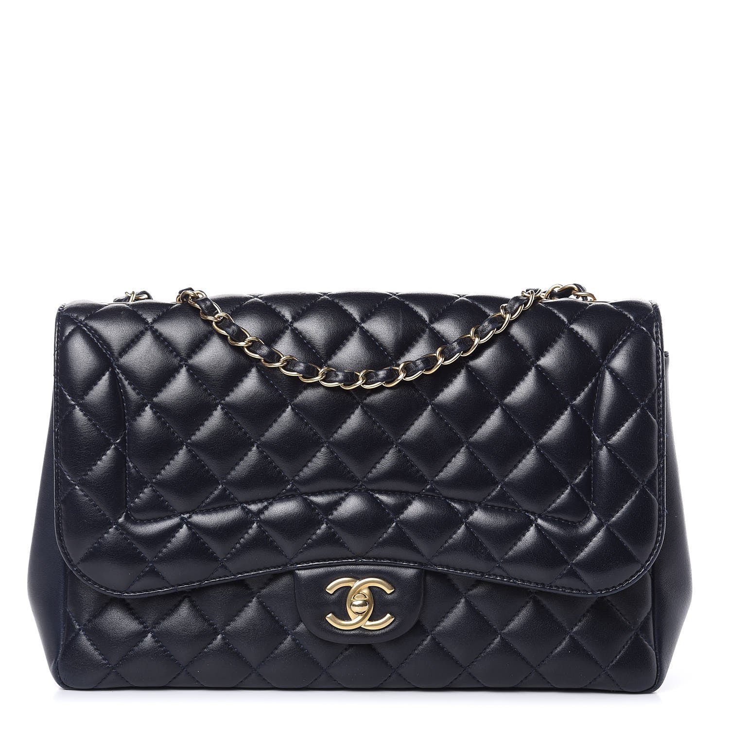 Chanel Lambskin Quilted Jumbo Mademoiselle Chic Flap Navy 1 of 16