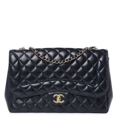 Chanel Lambskin Quilted Jumbo Mademoiselle Chic Flap Navy 1 of 16