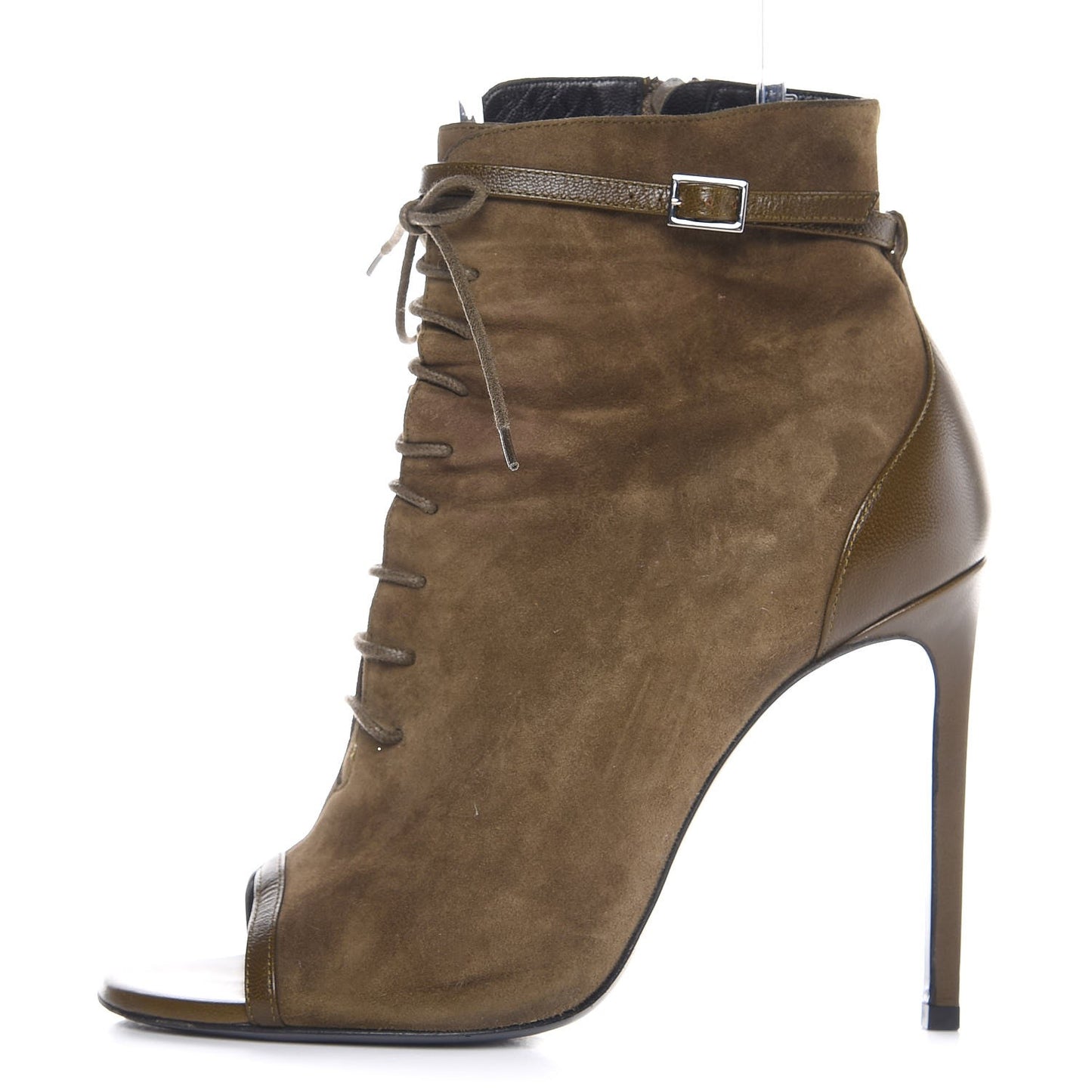 Kid Scamosciato Peep Toe Ankle Boots 40 Green