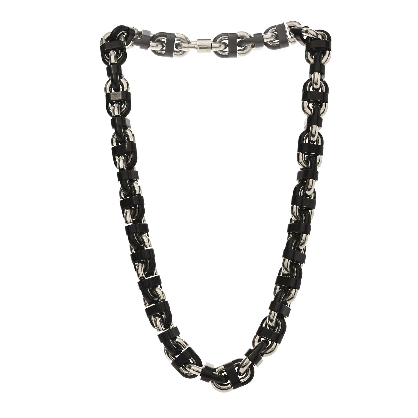 Palladium Ceramic Chaine Maillon Necklace Black