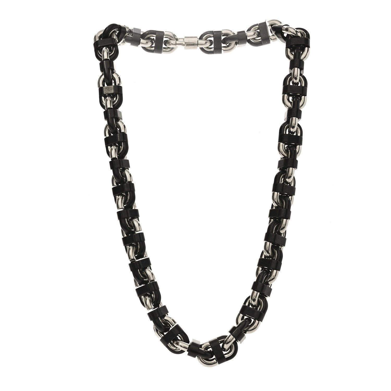 Hermes Palladium Ceramic Chaine Maillon Necklace Black 3 of 4