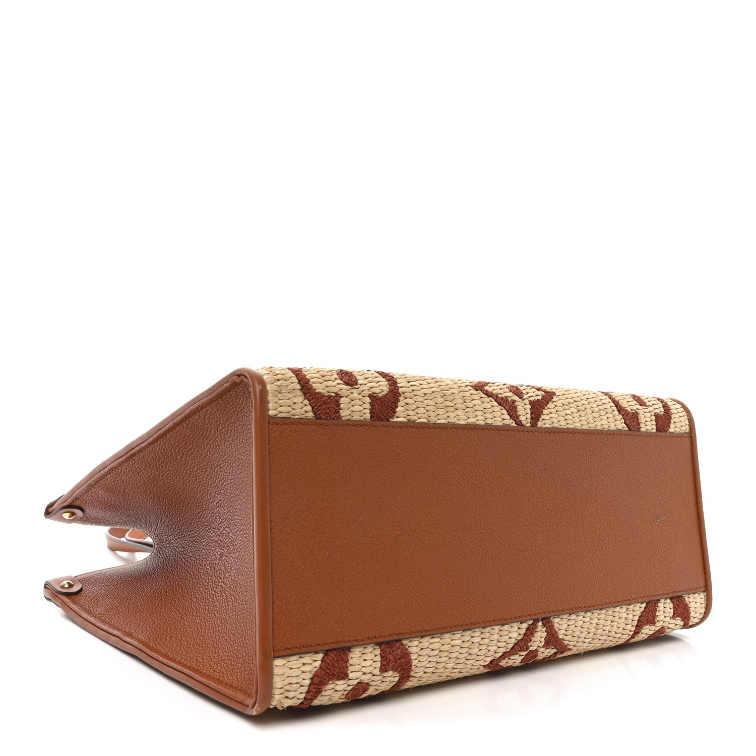 Louis Vuitton Raffia Calfskin Monogram Giant Onthego MM Tan 4 of 10