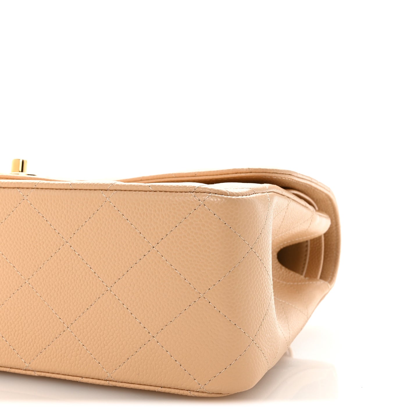 Caviar Quilted Jumbo Double Flap Beige