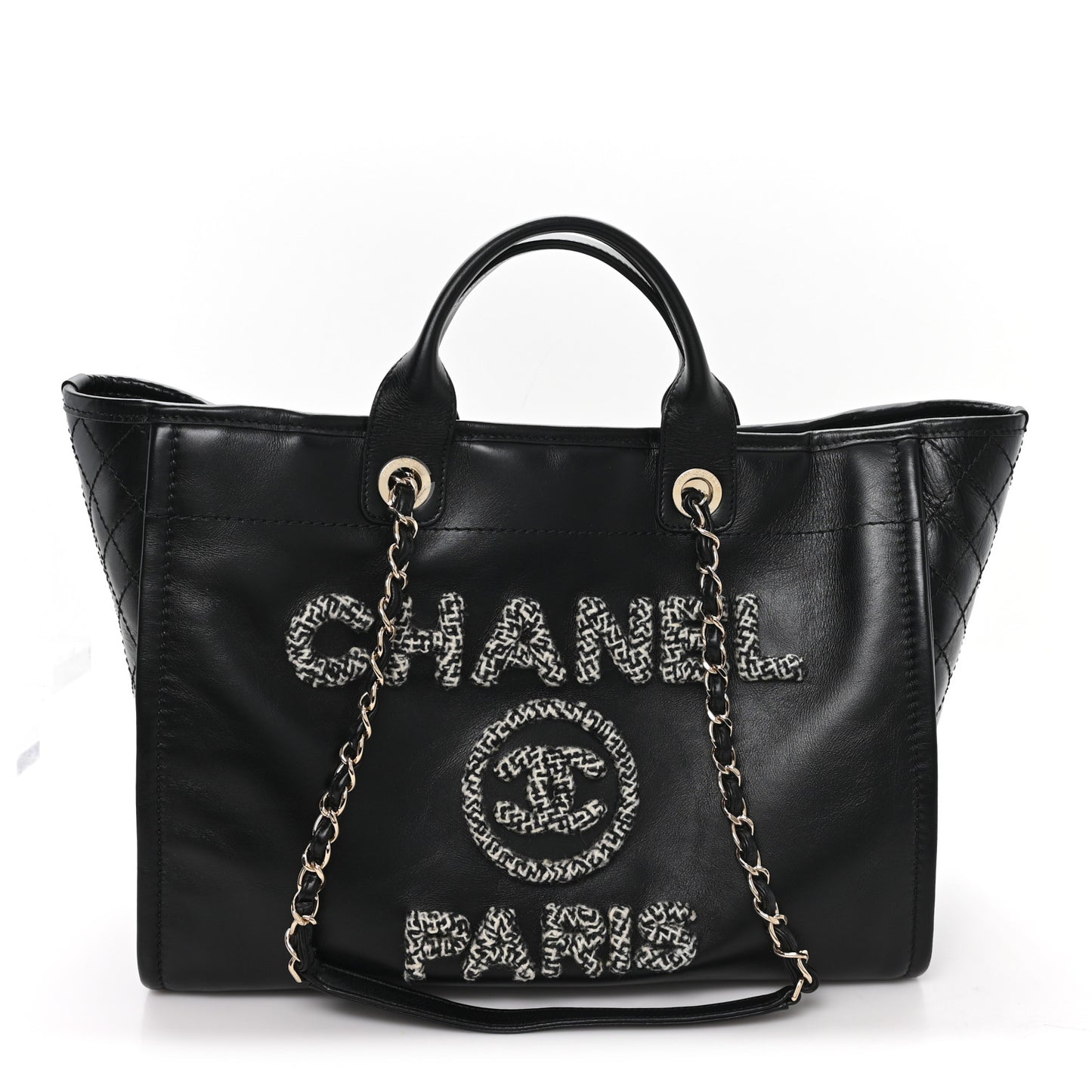 Calfskin Tweed Medium Deauville Tote Black Multicolor