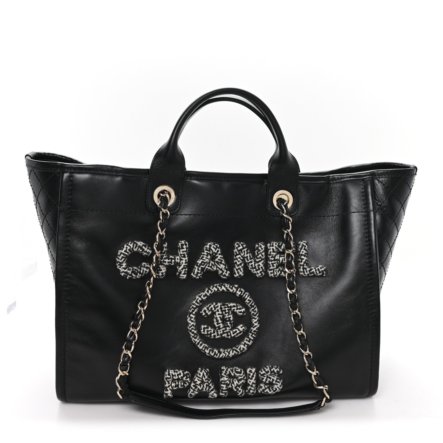 Chanel Calfskin Tweed Medium Deauville Tote Black Multicolor 1 of 12