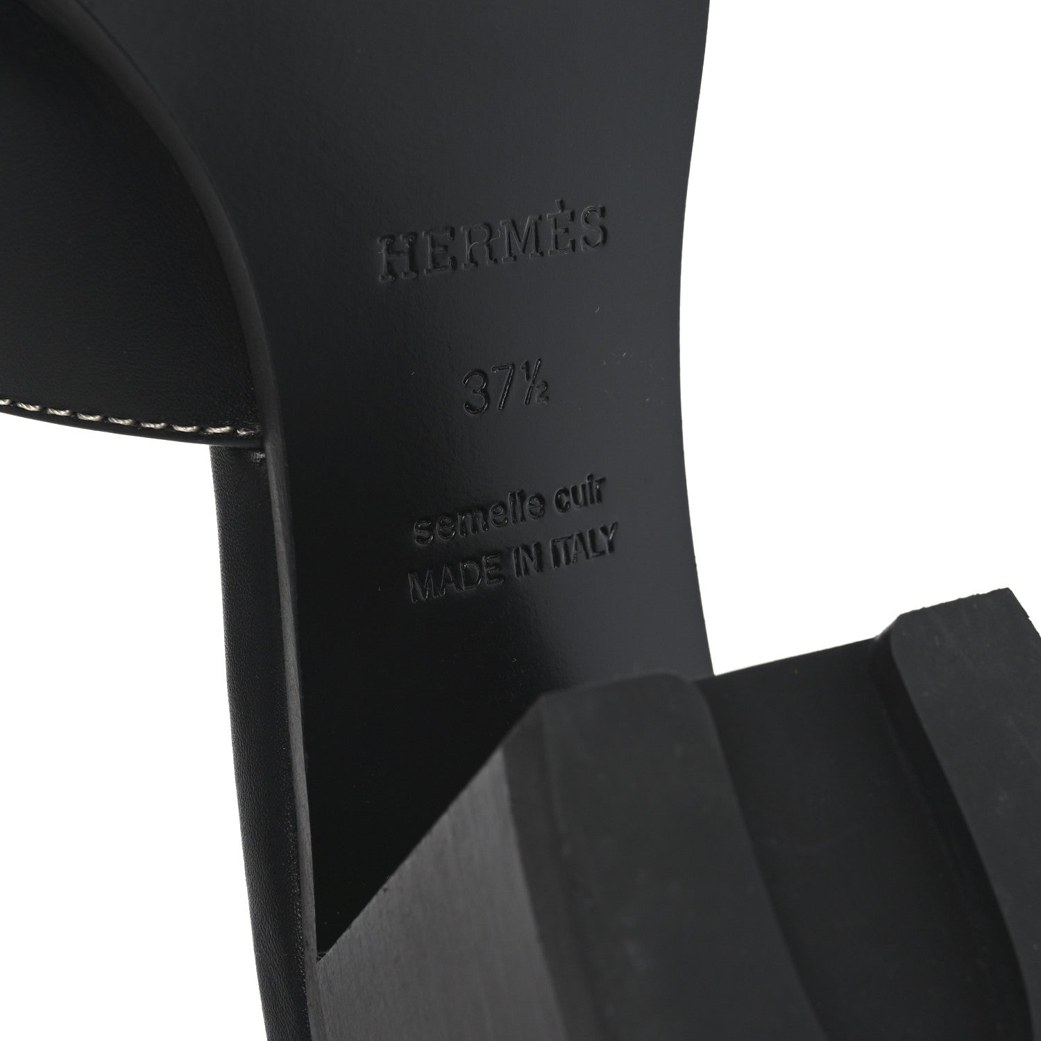 Hermes Calfskin Helia Sandals 37.5 Black 8 of 9