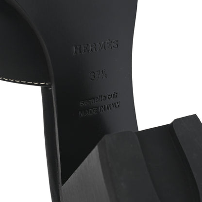 Hermes Calfskin Helia Sandals 37.5 Black 8 of 9