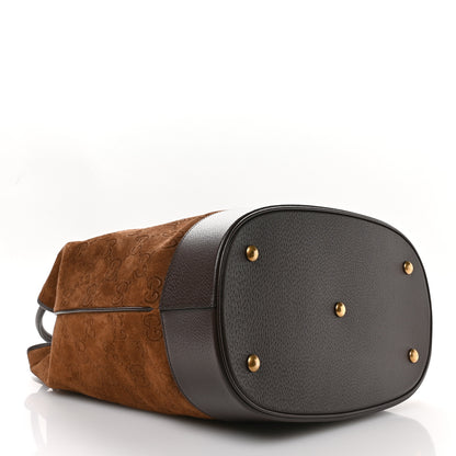 Gucci Suede Jumbo GG Debossed Textured Dollar Calfskin  Savoy Duffle Bag Wood Brown Chocolate 3 of 9