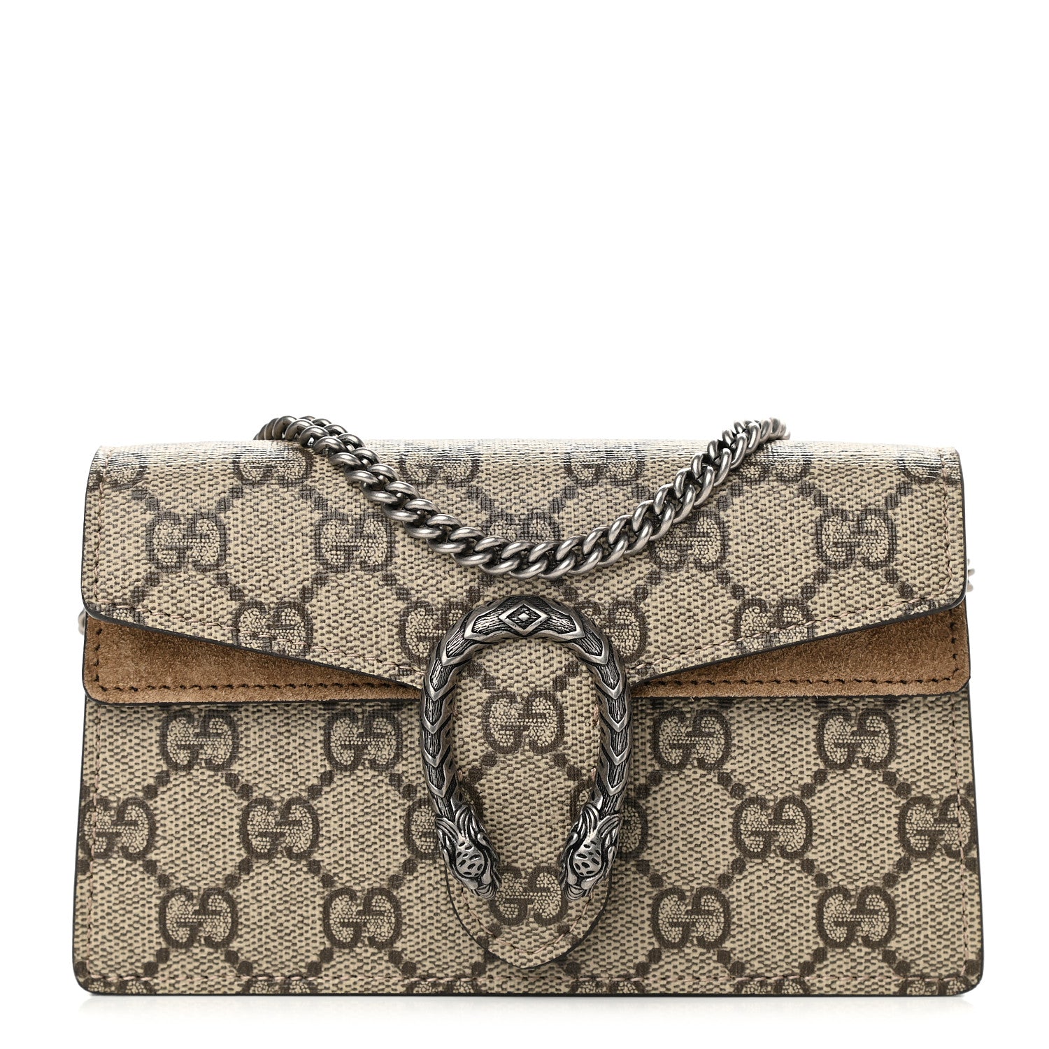 Gucci GG Supreme Monogram Super Mini Dionysus Shoulder Bag Taupe 1 of 9