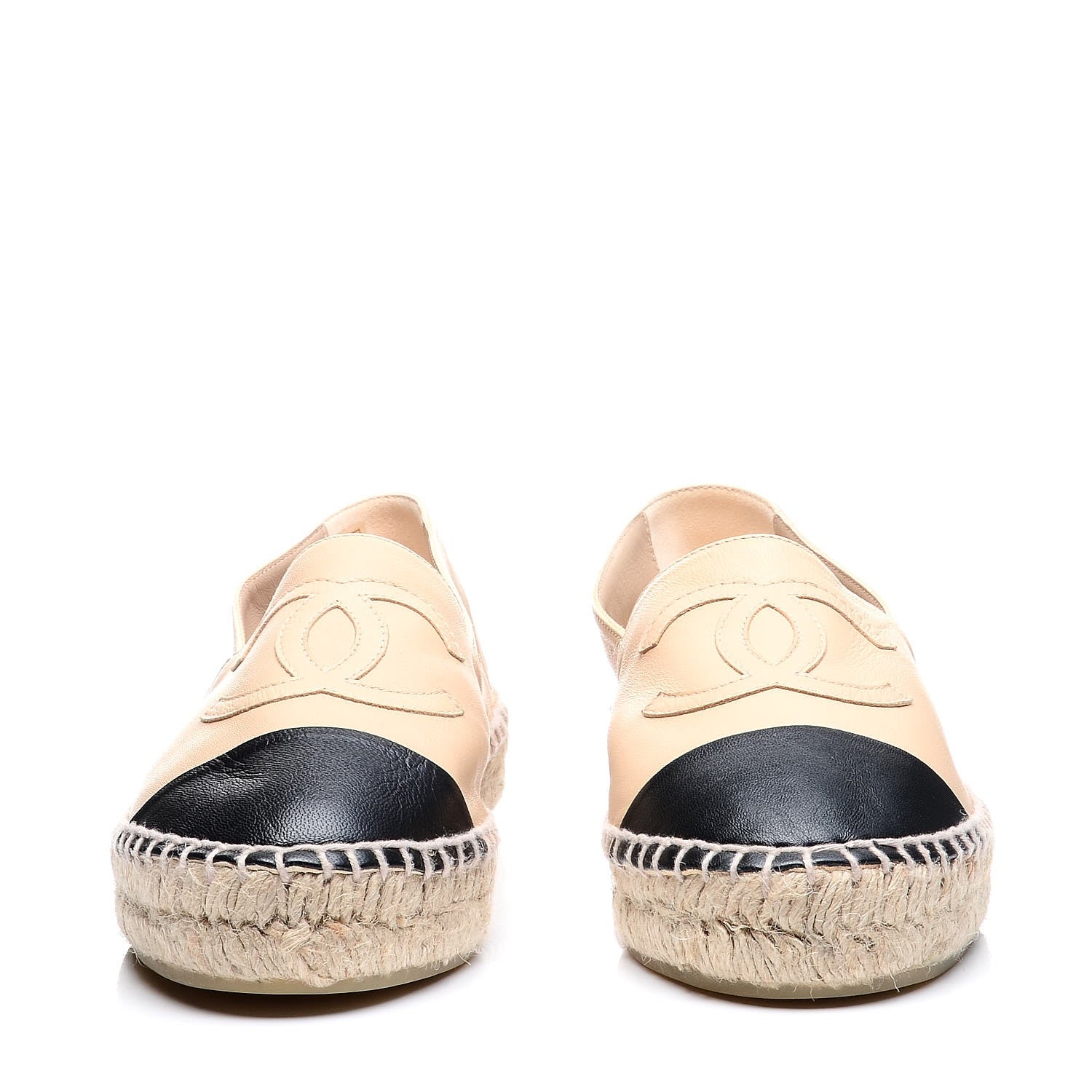 Chanel Lambskin CC Espadrilles 37 Beige Black 4 of 10