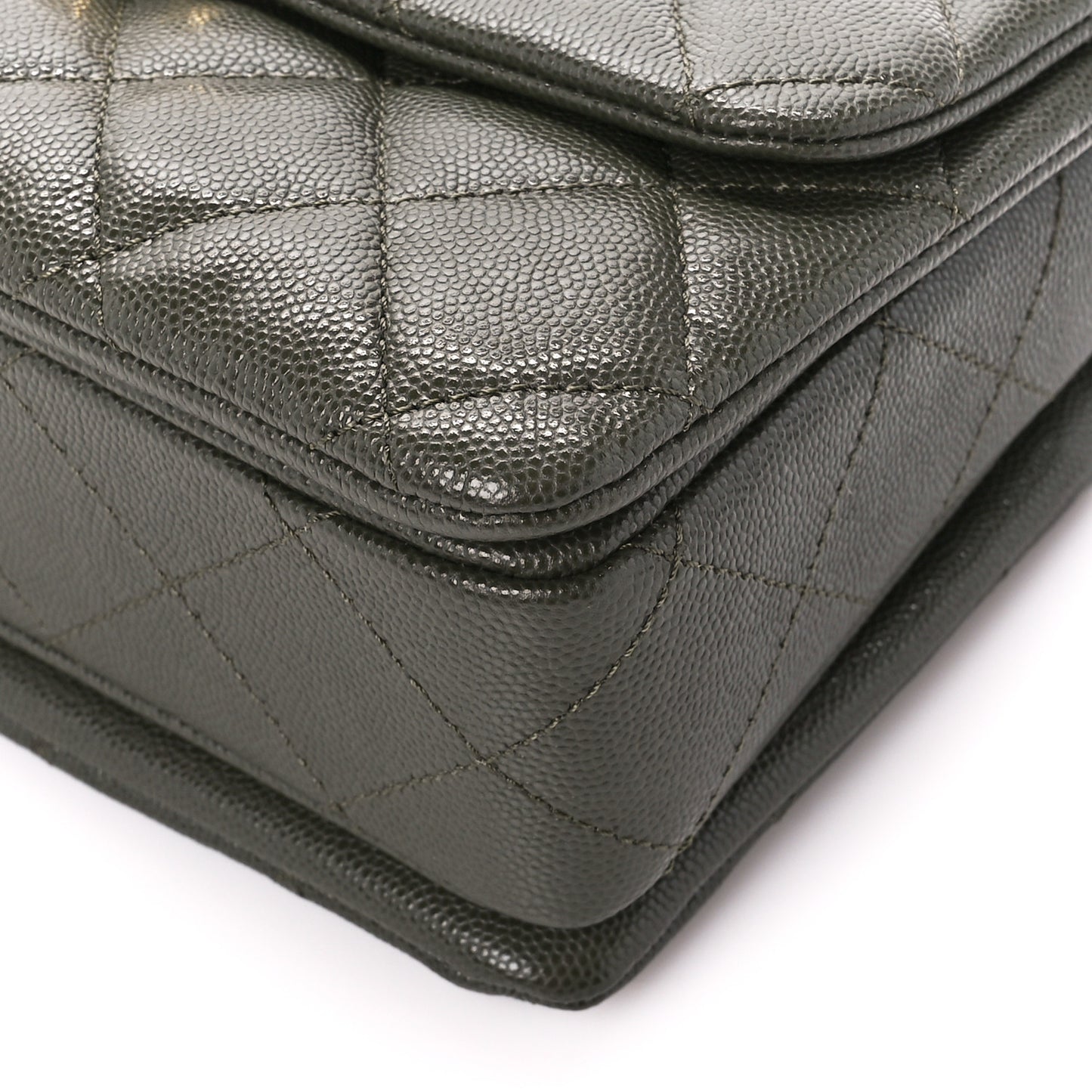 Caviar Quilted Mini Coco First Flap Khaki