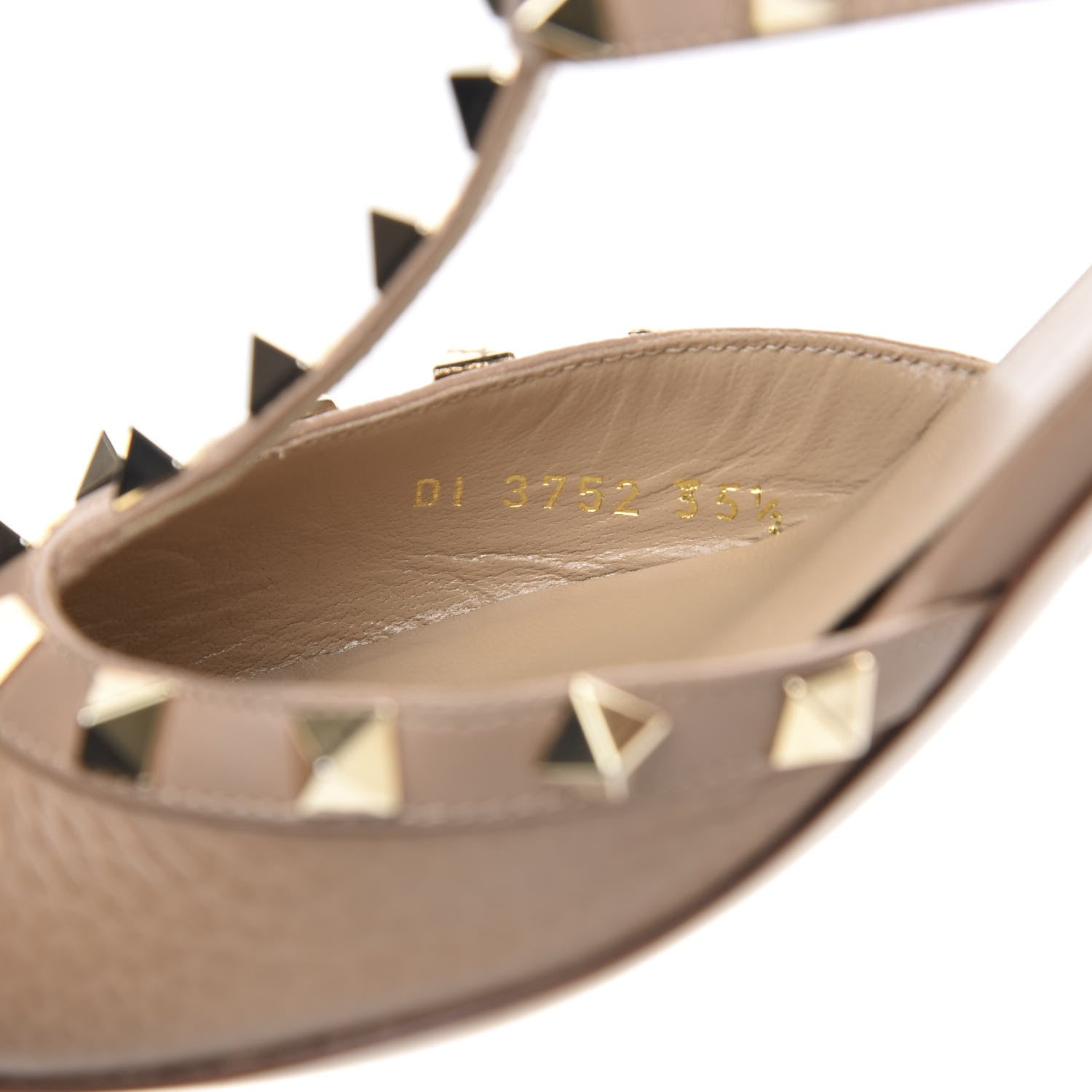 Valentino Garavani Pebbled Calfskin Rockstud Ankle Strap Low Heel Pumps 35.5 Poudre 8 of 9