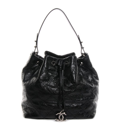 Chanel Glazed Calfskin On The Road Drawstring Tote Black 1 of 7