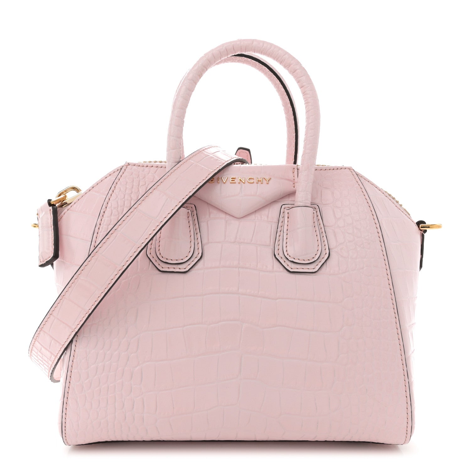Givenchy Calfskin Crocodile Embossed Mini Antigona Pink 1 of 10