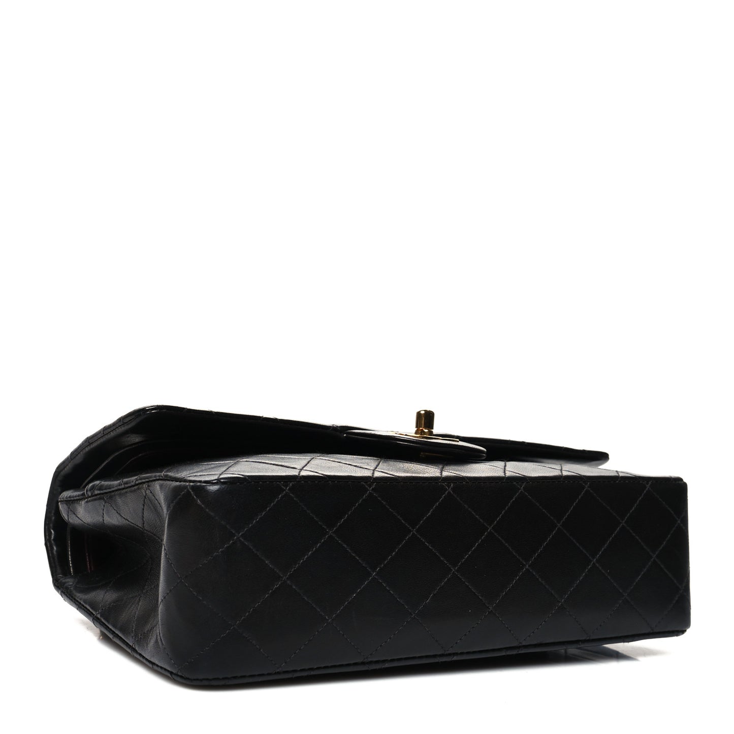 Lambskin Quilted Medium Double Flap Black