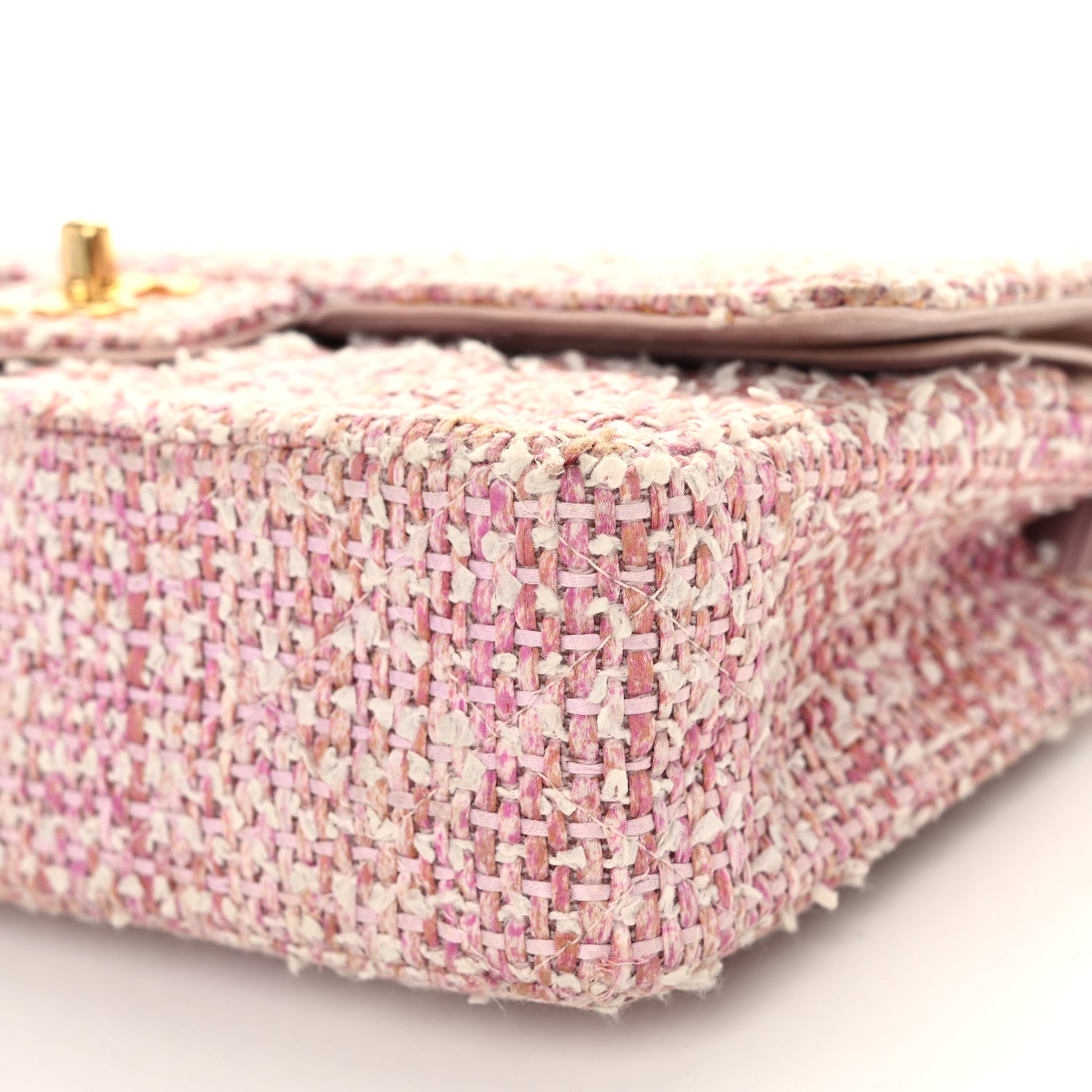 Chanel Tweed Quilted Medium Double Flap Light Pink 10 of 17