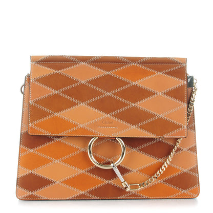 Chloe Calfskin Patchwork Medium Faye Shoulder Bag Caramel 1 of 8