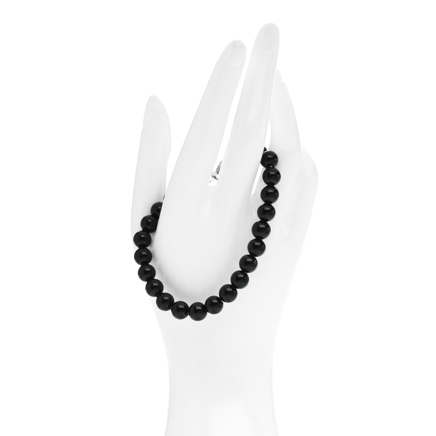 David Yurman Sterling Silver Black Onyx 8mm Spiritual Beads Bracelet 2 of 4